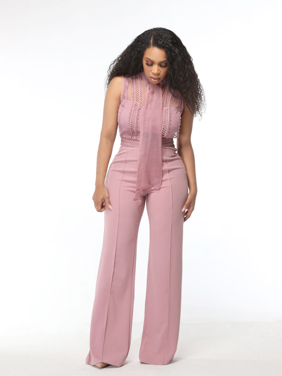 Blush Pink Sheer Back Jumpsuit Sincerely Trish Boutique